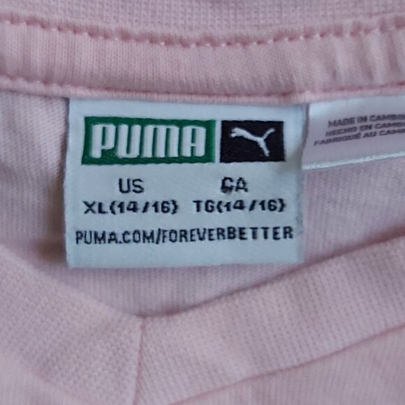 Girls Puma 100% Cotton Pink With Silver Logo T-Shirt - Size XL - Picture 5 of 5